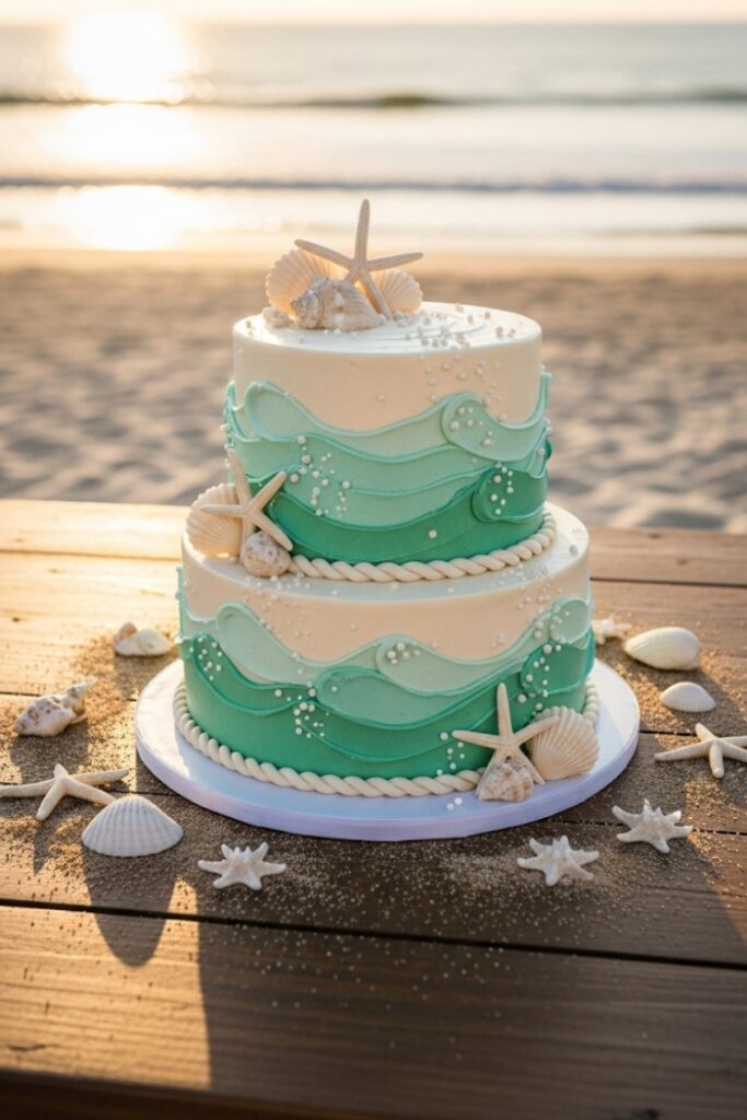 Coastal-Inspired Seashell Cake