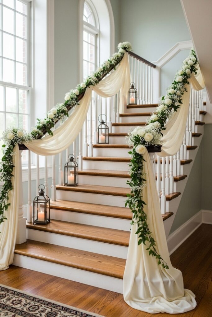 Draped Staircases with Florals