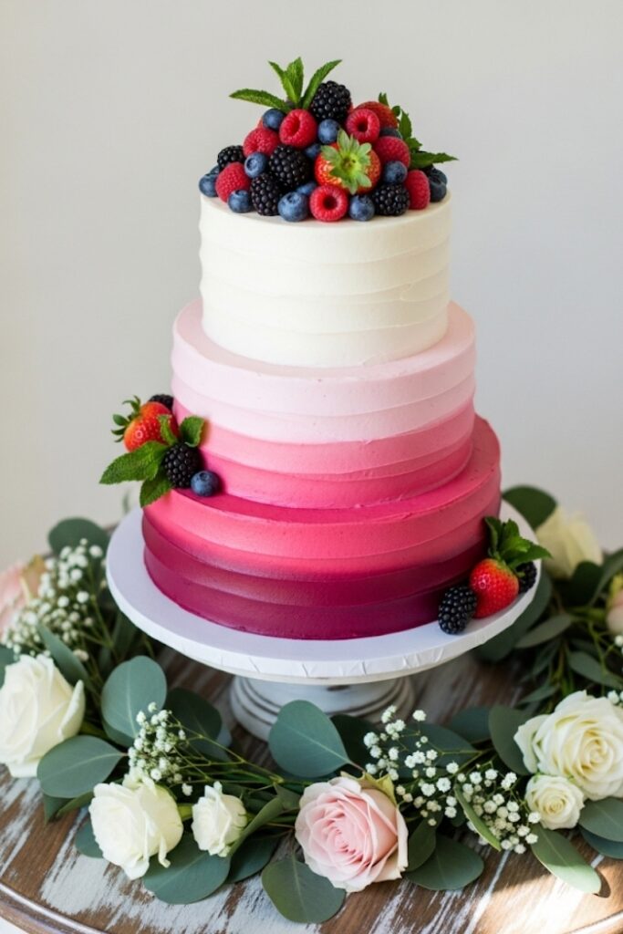 Ombre Cake with Fresh Berries