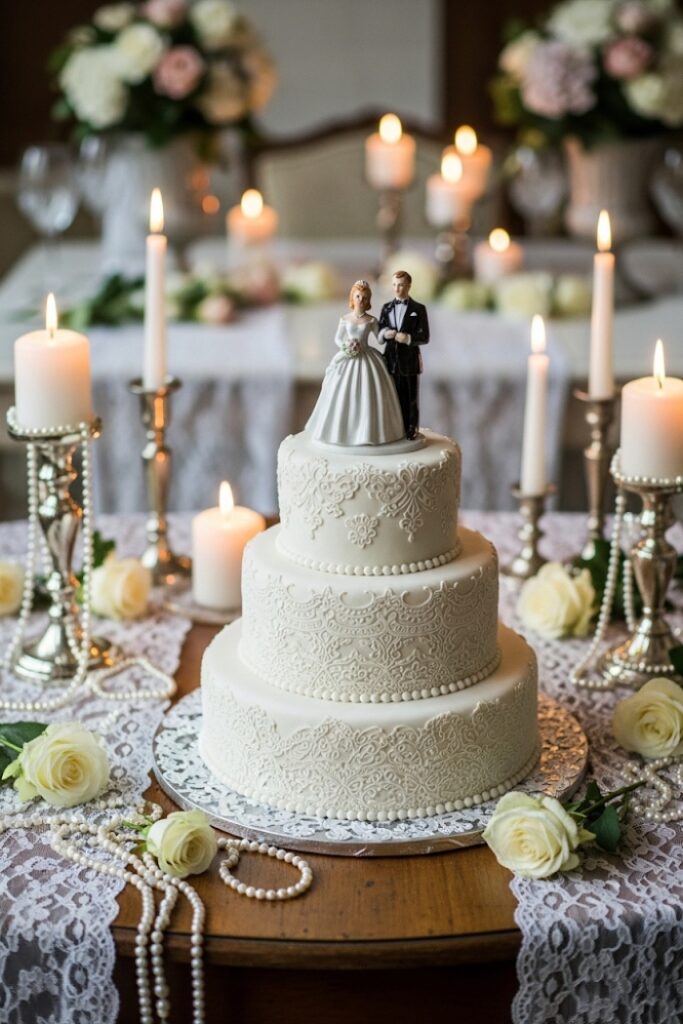 Vintage Porcelain Bride & Groom Topper