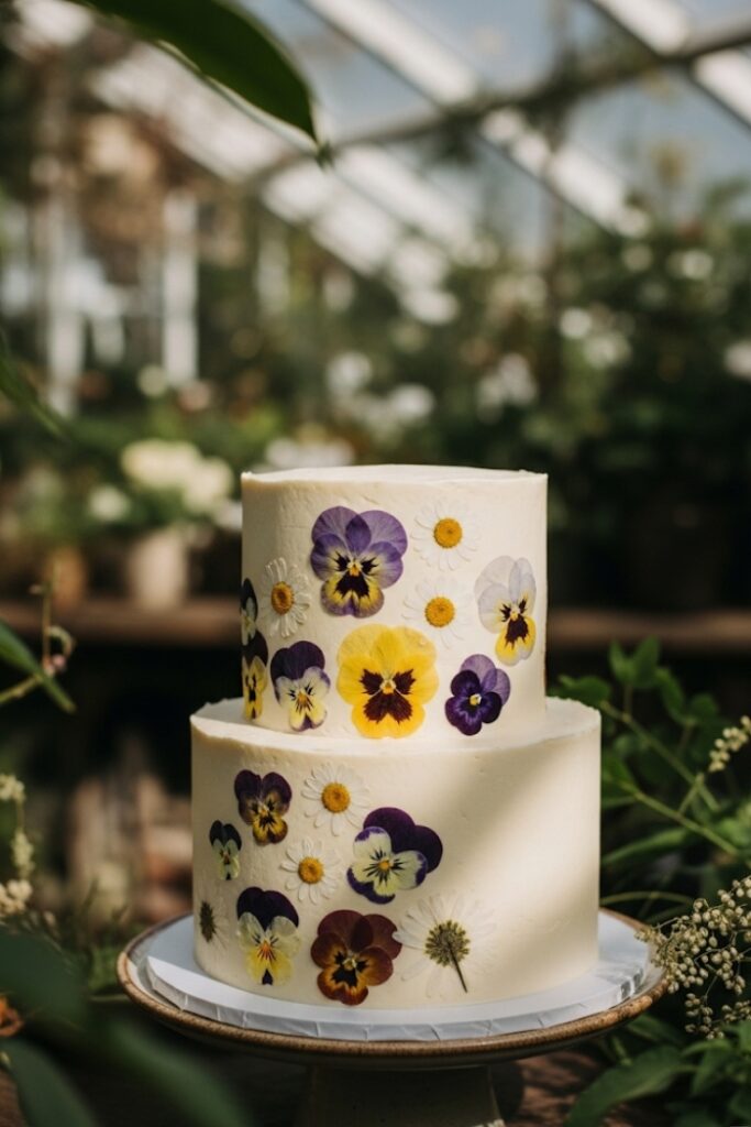 Pressed Flower Buttercream Cake