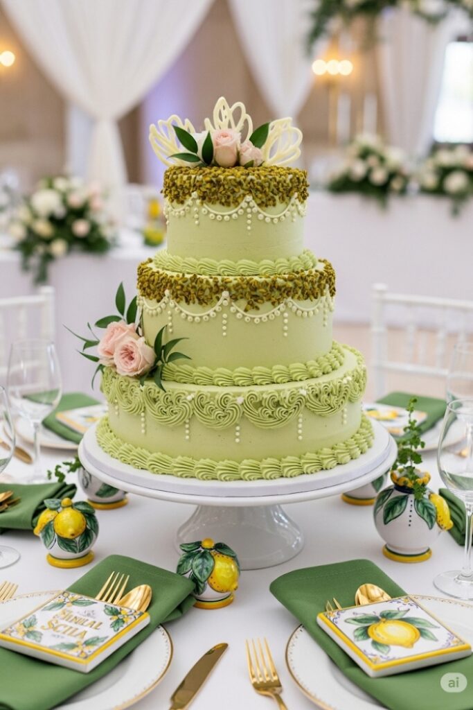 Pistachio Cream Wedding Cake