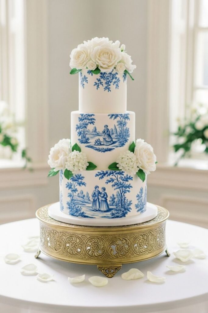 French Toile-Inspired Cake