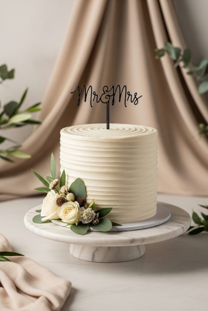 Minimal Text “Mr & Mrs” Wire Topper