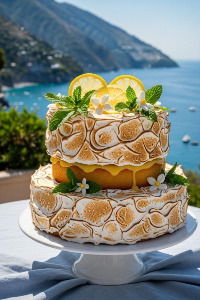Italian Meringue and Lemon Curd Cake