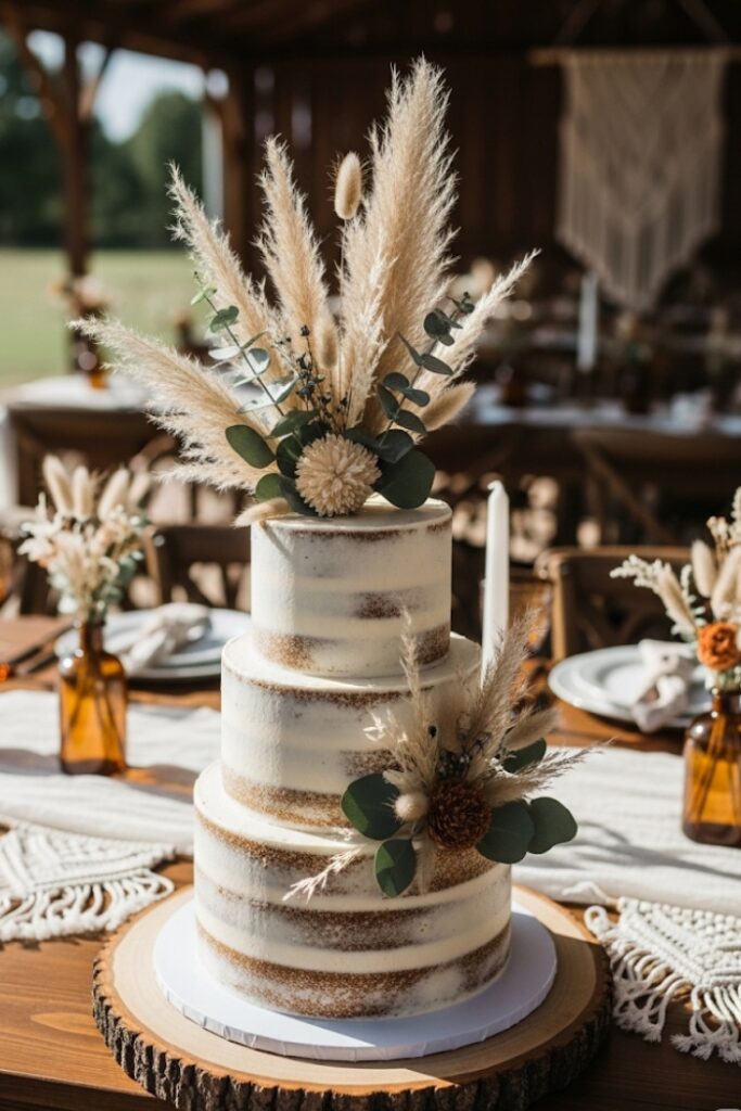 Boho Semi-Naked Cake with Dried Flowers
