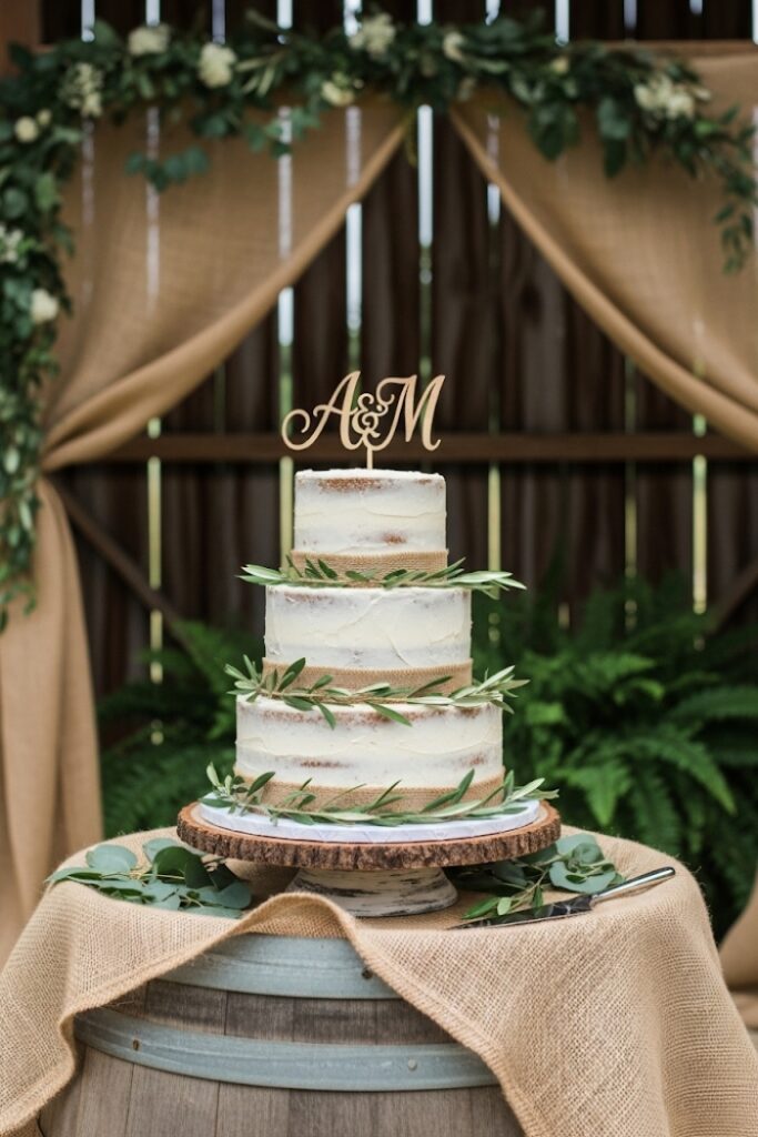 Rustic Wooden Initials Cake Topper