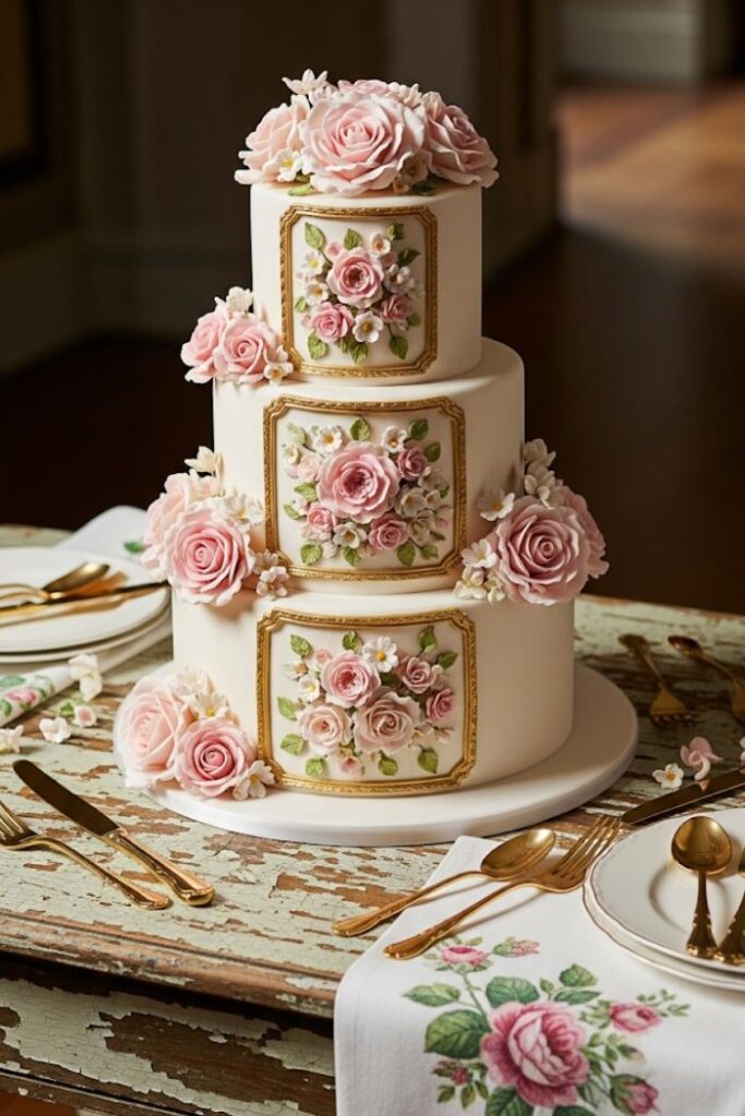 Gilded Frame Floral Cake