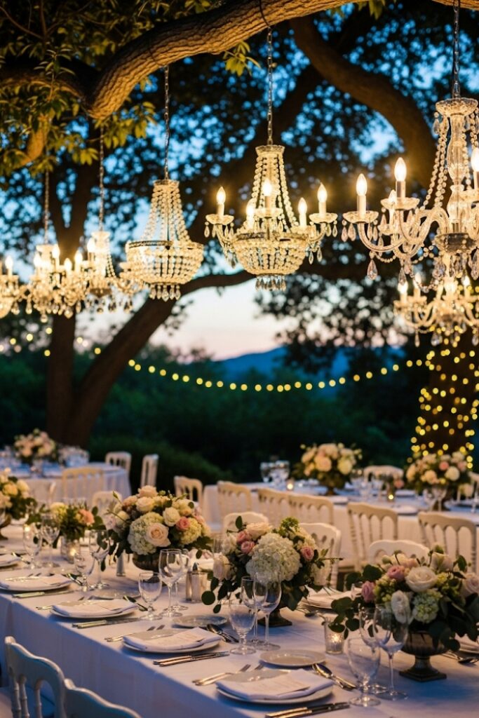Hanging Chandeliers in Outdoor Spaces