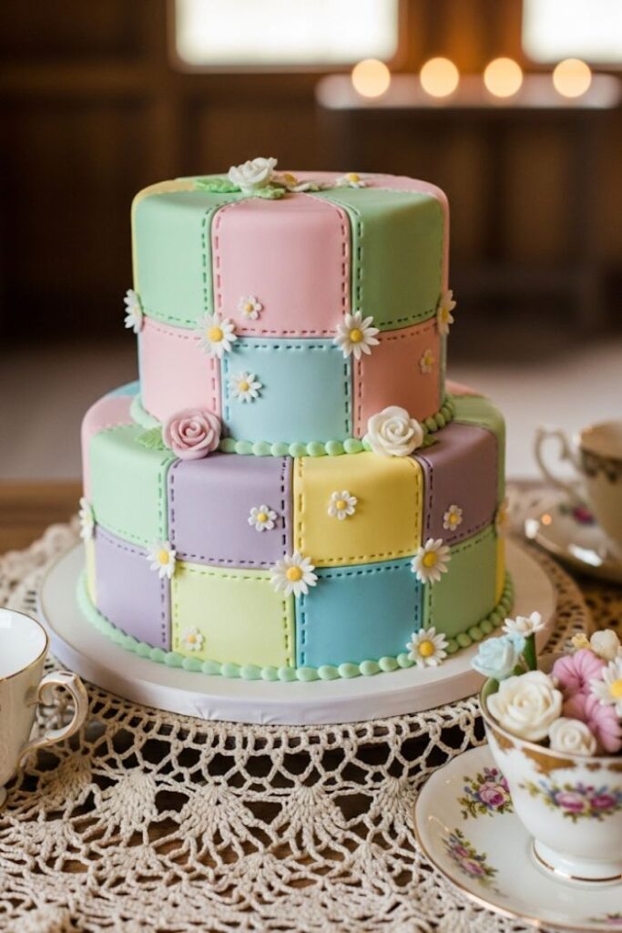 Pastel Patchwork Quilt Cake