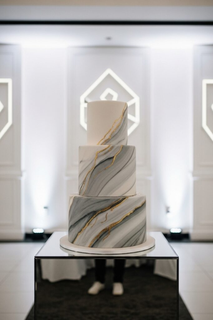 Modern Marble Cake with Gold Veins