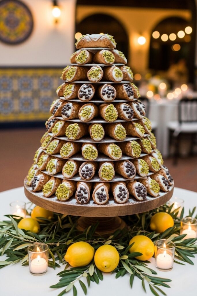 Traditional Italian Cannoli Tower