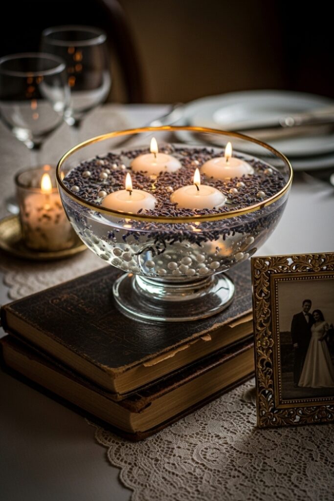 Vintage-Inspired Floating Candles with Gold Accents