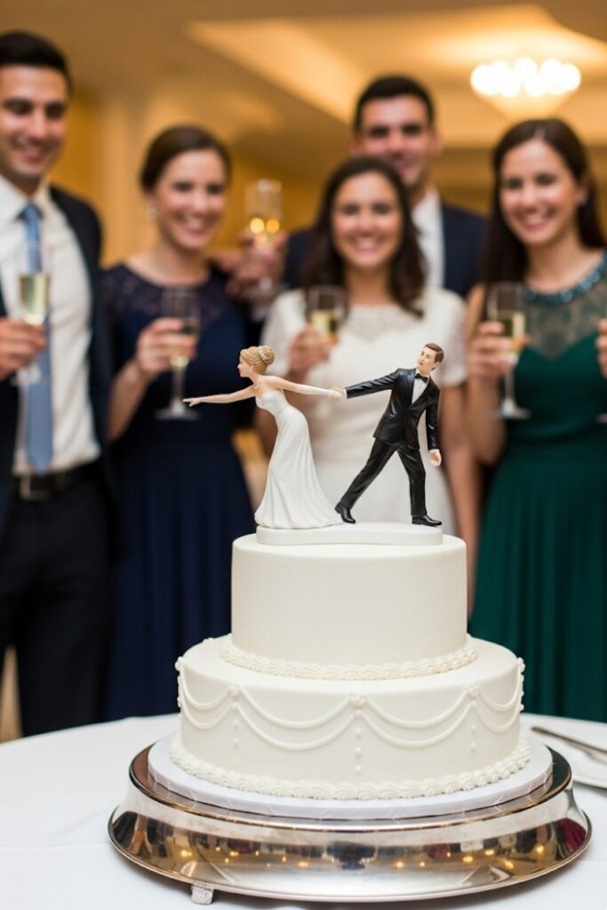Funny Bride Dragging Groom Topper