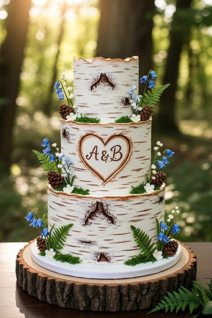 Rustic Birch Tree-Inspired Cake