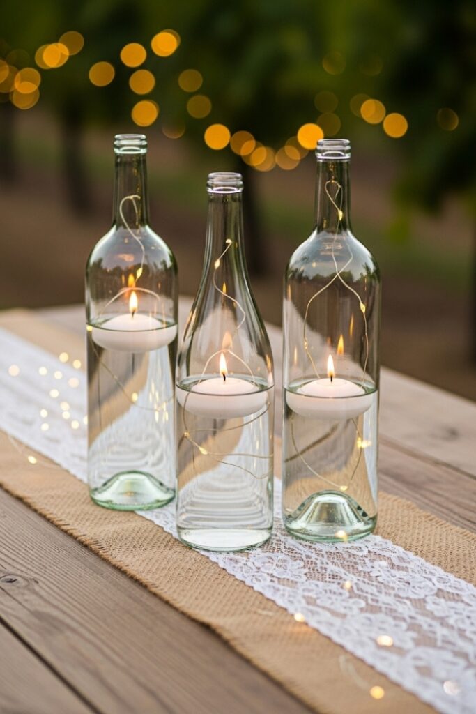  Floating Candles in Wine Bottles with Fairy Lights