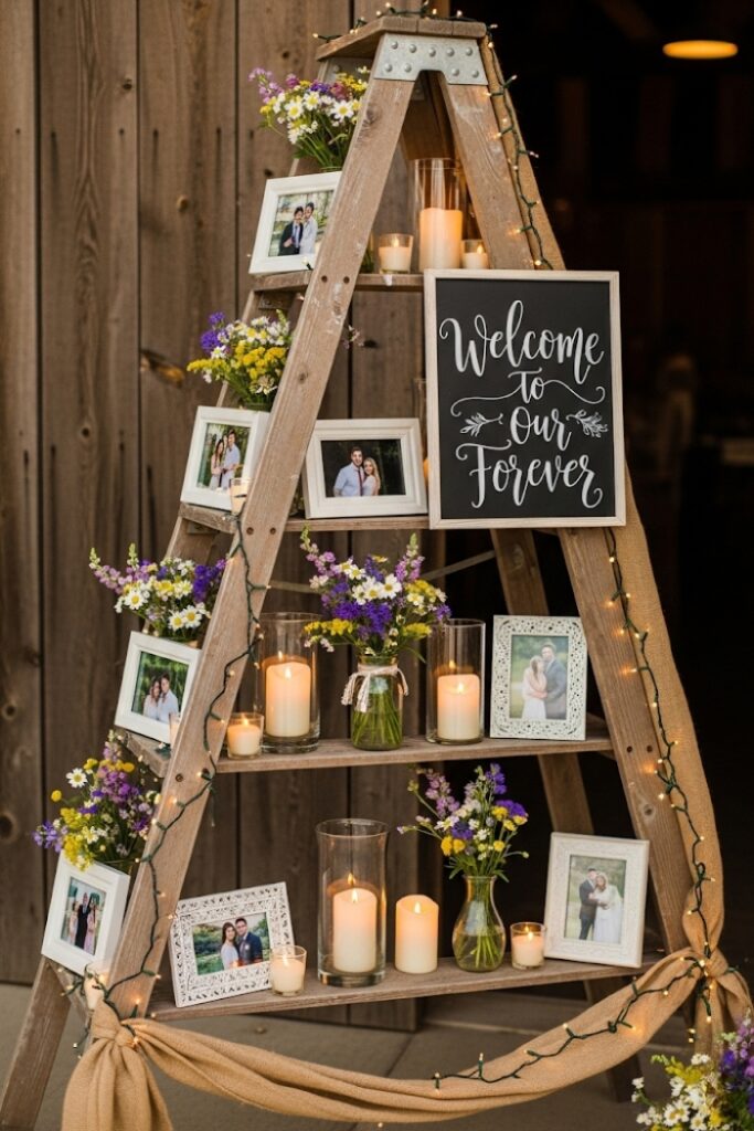 Rustic Wooden Welcome Ladders
