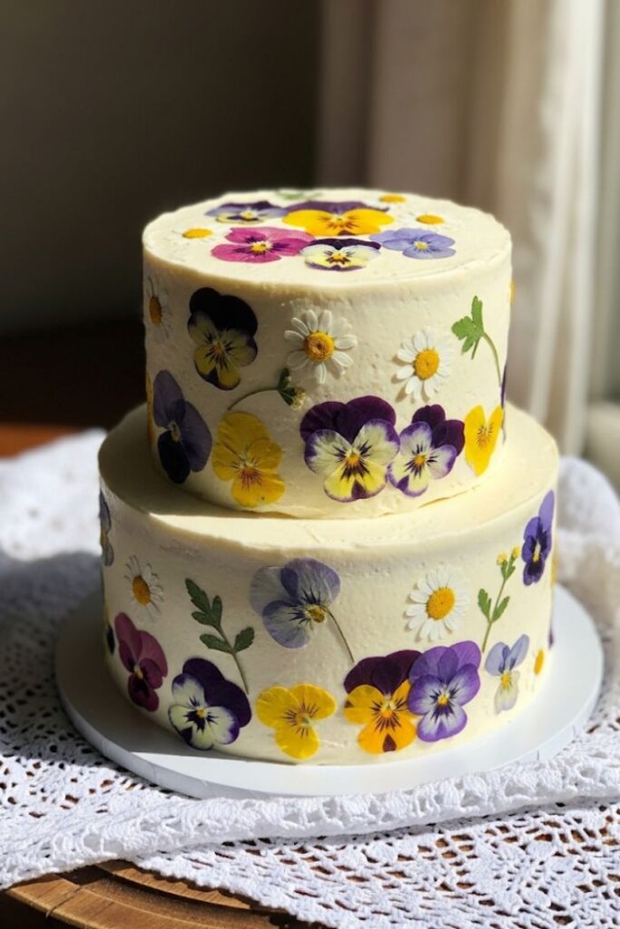 Pressed Flower Vintage Cake