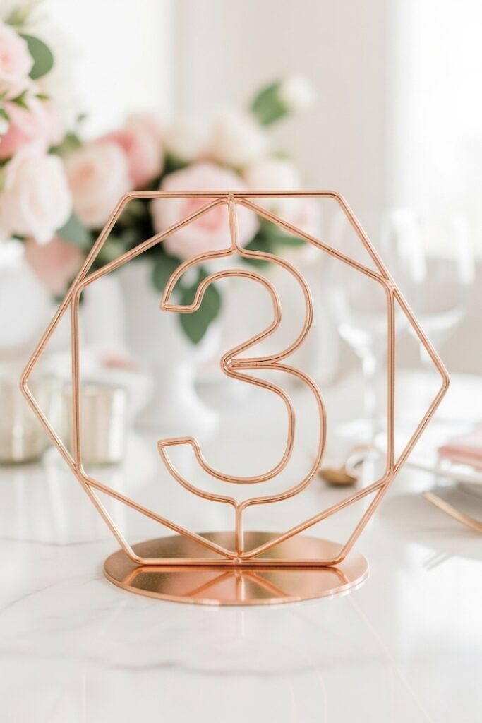 Geometric Glam Wedding Table Number Ideas