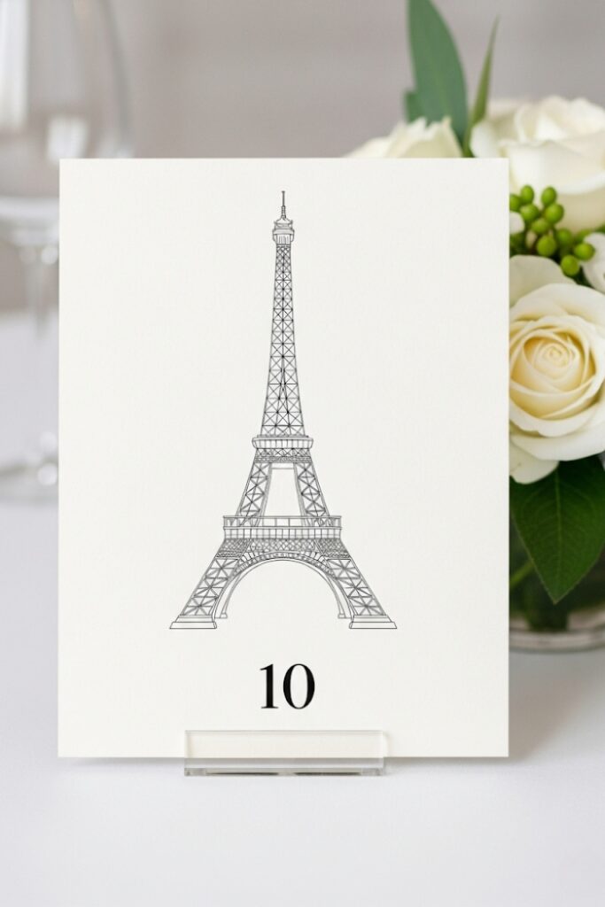 Illustrated Cityscapes/Landmarks Wedding Table Number Ideas