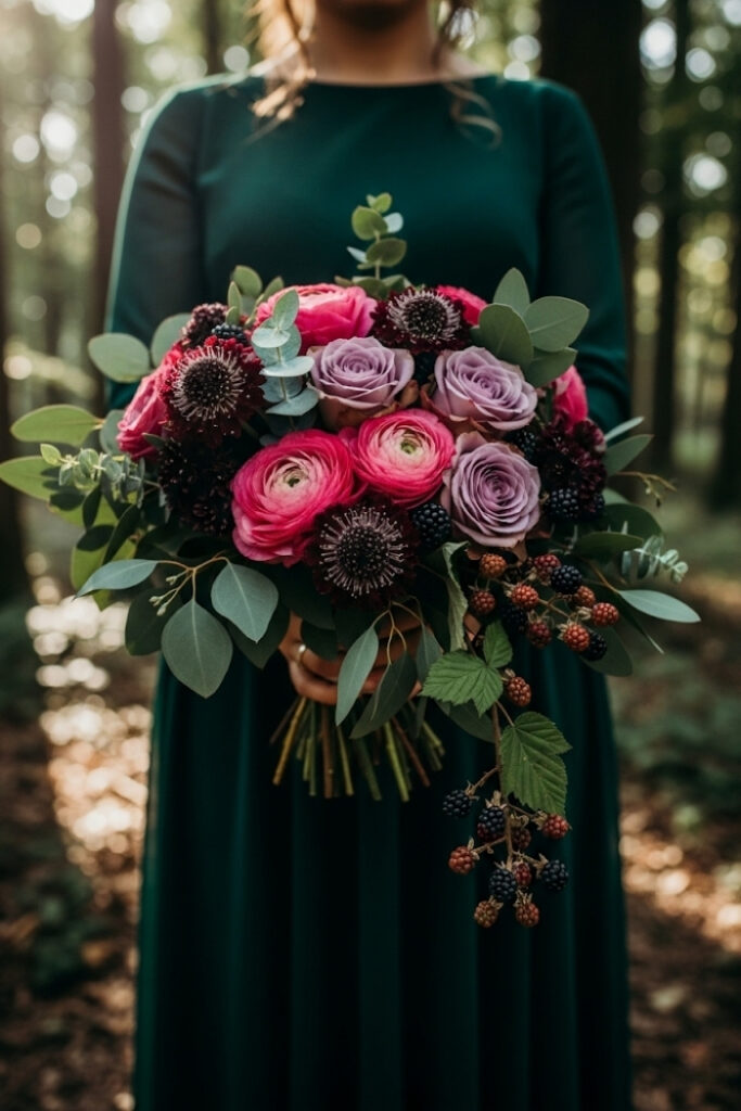 Berry-Toned Forest Blooms