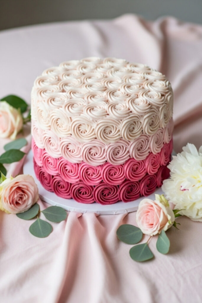 Ombre Rosette Anniversary Cake