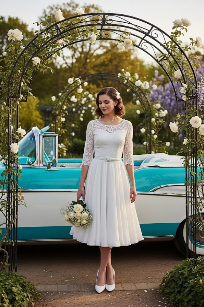 Tea-Length Gown with Vintage Flair