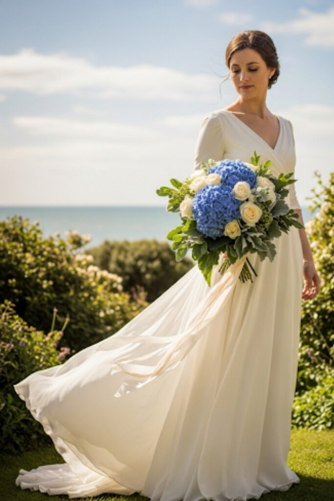 Blue Hydrangea & Ivory Rose Blend