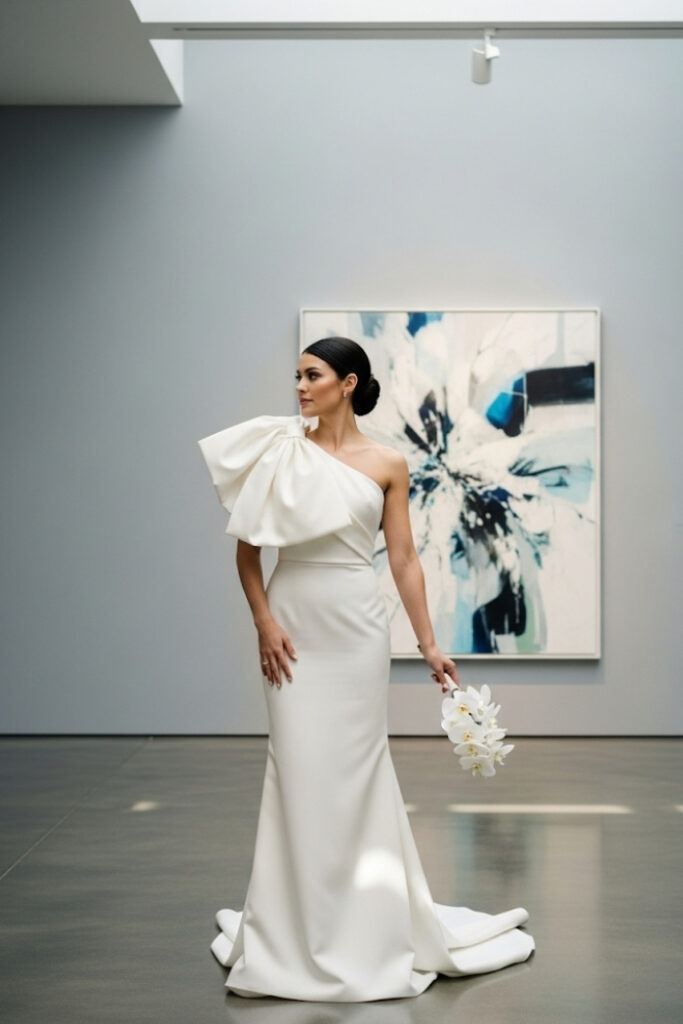 Sculptural Bow Shoulder Gown