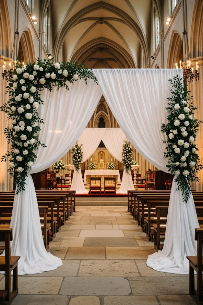 Draped Fabric Backdrop at Altar
