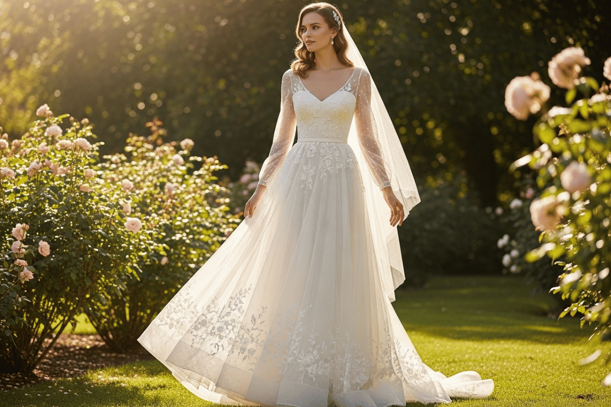 Point d’Esprit Fabric Wedding Dress