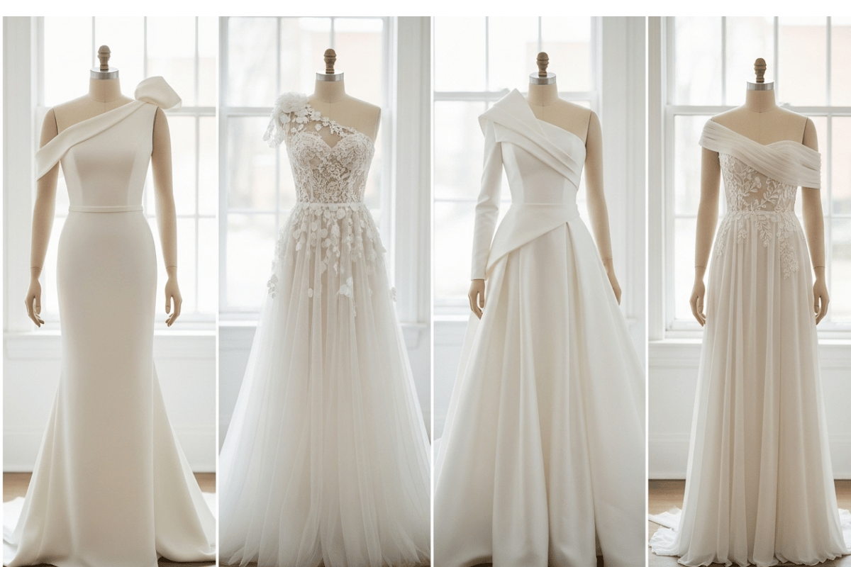 One-Shoulder Neckline Wedding Dress