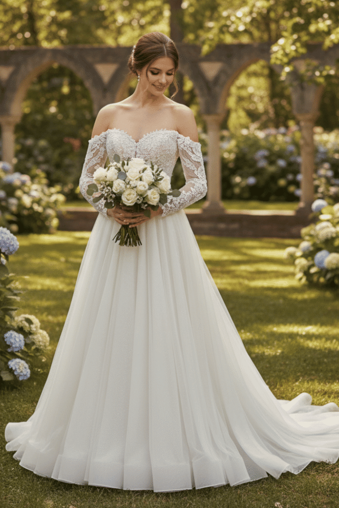 Off-the-Shoulder Sleeves Wedding Dress