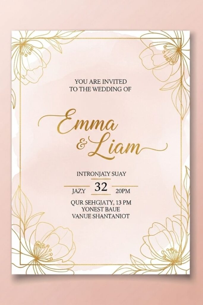 Soft Blush Watercolor with Gold Foil