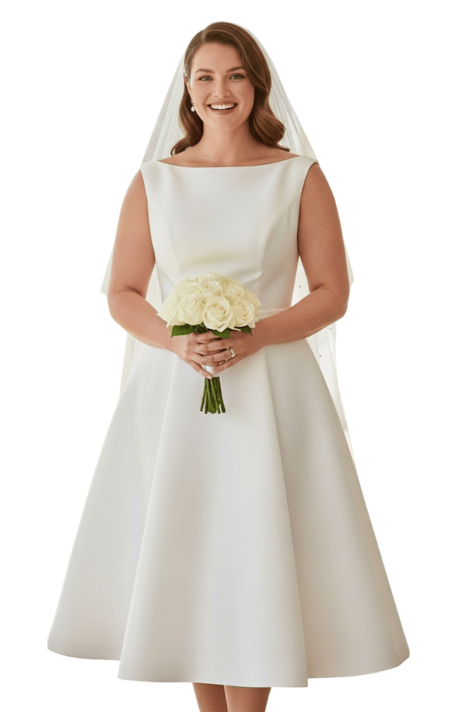Boat-Neck Midi in Mikado Fabric