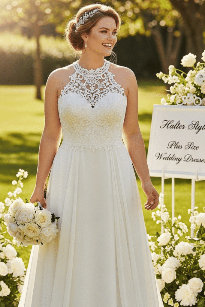 Classic High Halter Lace Gown