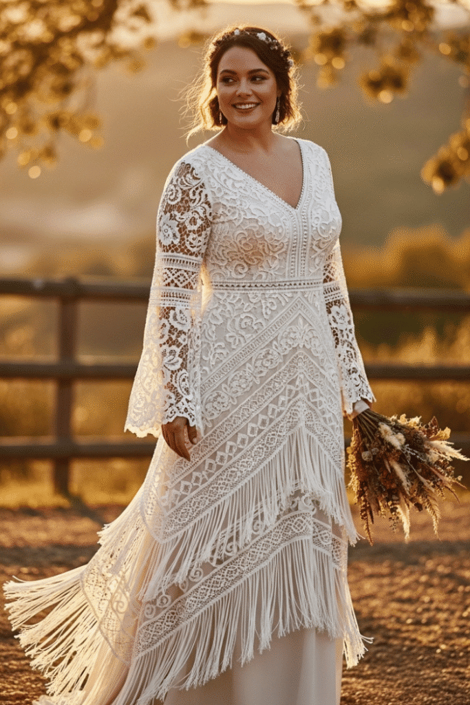 Crochet Lace Fringe Gown