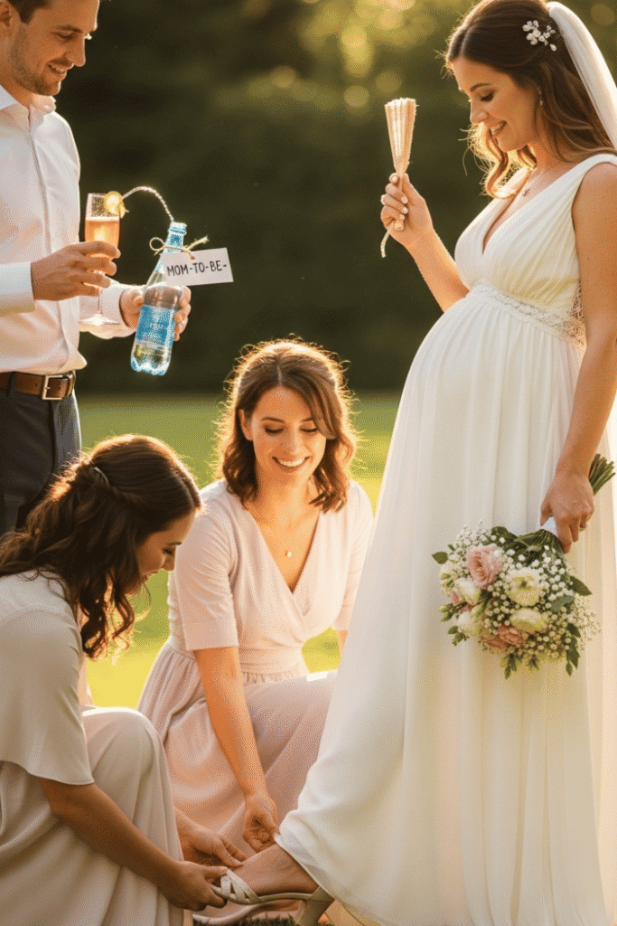 Guests Support a Pregnant Bride