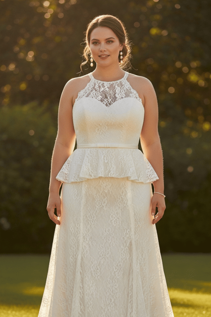 Halter with Peplum Waist or Belt Accent