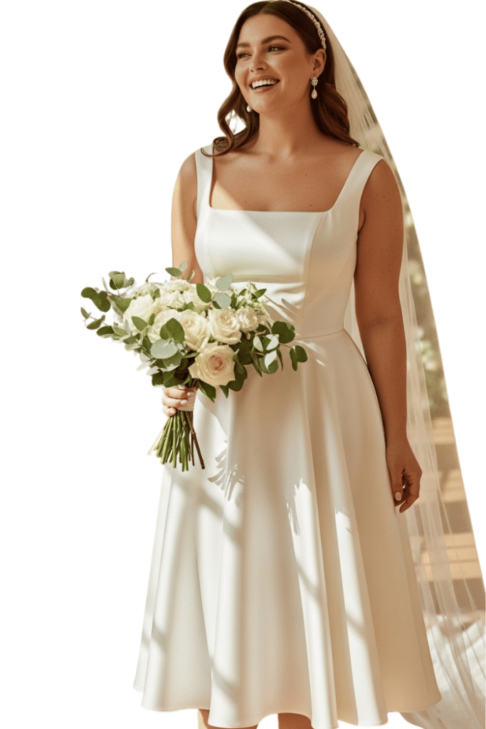 Square-Neck Satin Midi