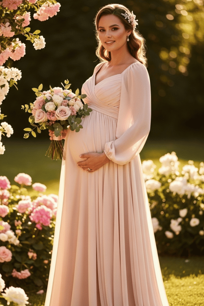 Stylish Maternity Blush Chiffon Dress