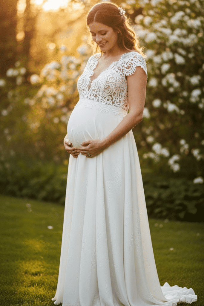 Stylish Maternity Seraphine Silk & Lace Dress