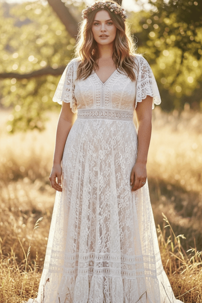 Tadashi Shoji – Flutter Sleeve Chantilly Lace