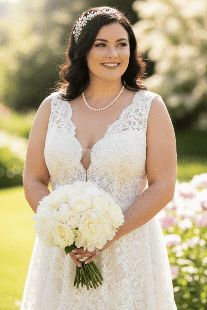 V-Neck or Plunging Neckline — Vertical Elongation