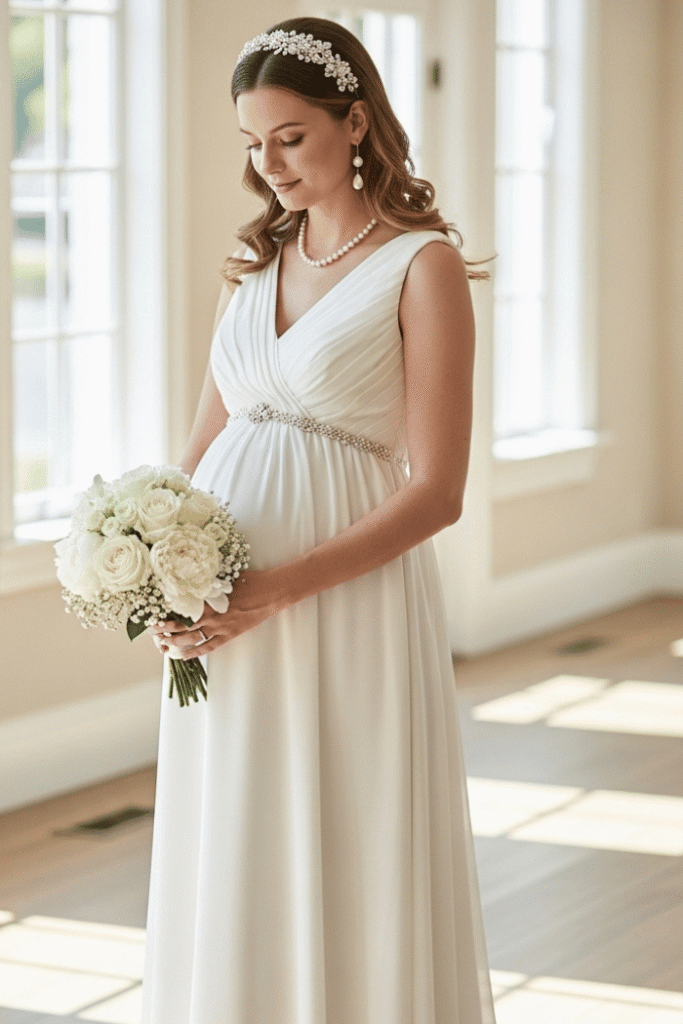 What Bump-Friendly Accessories Enhance a Pregnant Bride's Look