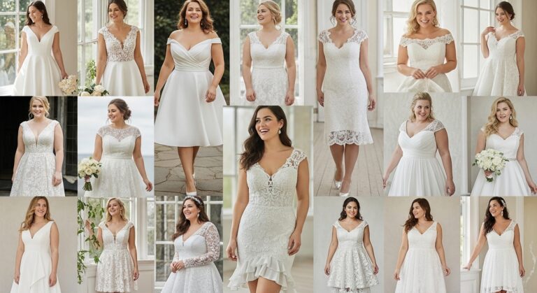 Simple Short Wedding Dresses for Plus-Size Brides