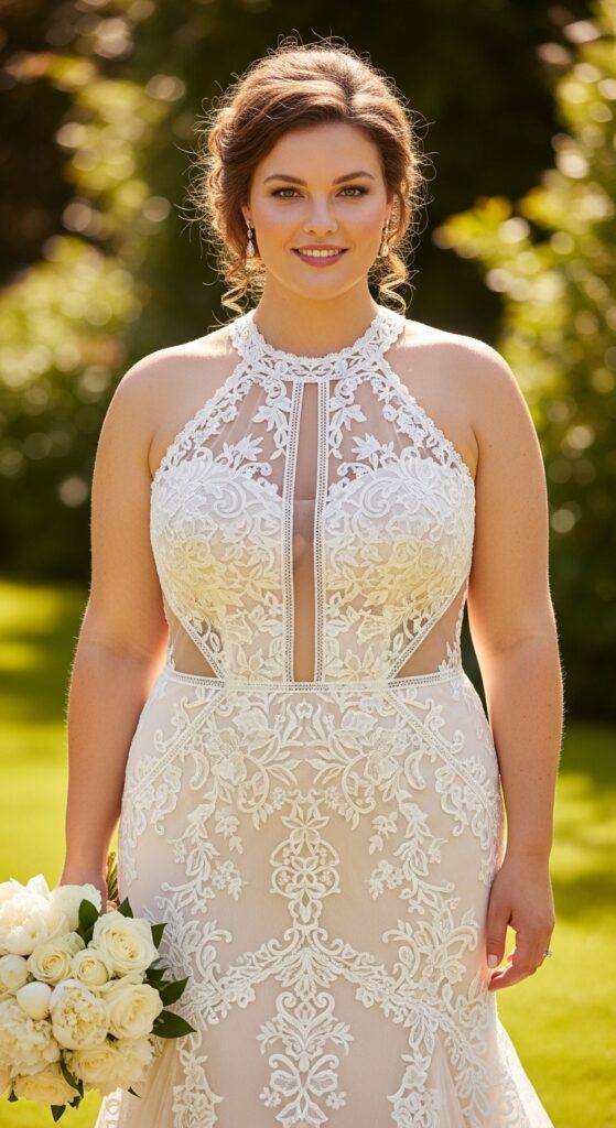 Sheer Panel Halter with Modest Liner